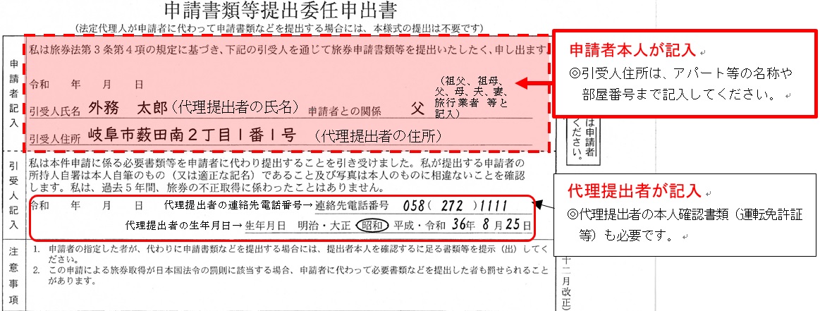 申請書類等提出委任申出書