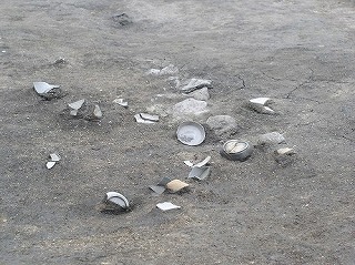自然流路から出土した土器 出土した土器