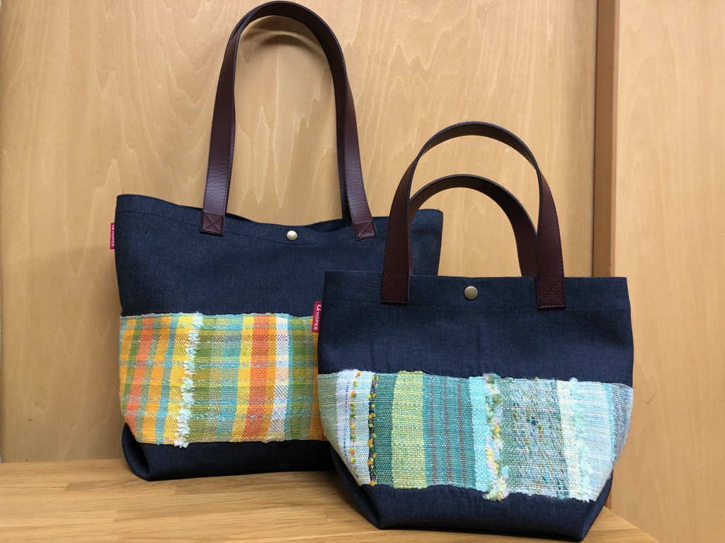 手織りのトートバッグの画像