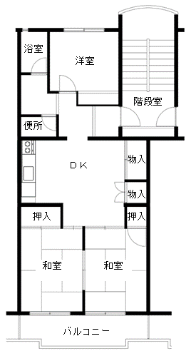 夕陽ケ丘住宅の間取り（Bタイプ）