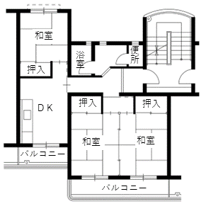 泉北住宅の間取り（A3・4棟　3タイプ）