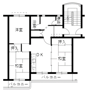 泉北住宅の間取り（A8棟　Bタイプ）