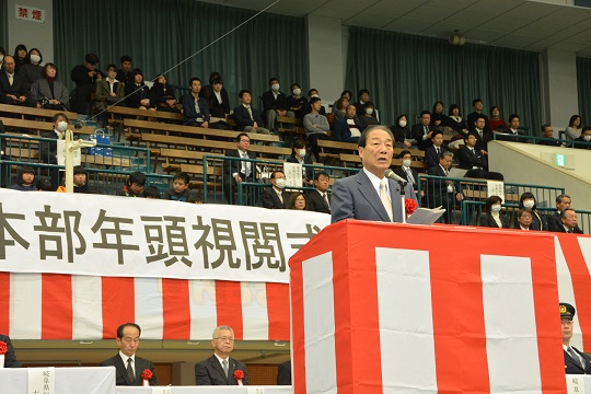 平成31年岐阜県警察本部年頭視閲式の様子 平成31年岐阜県警察本部年頭視閲式の様子
